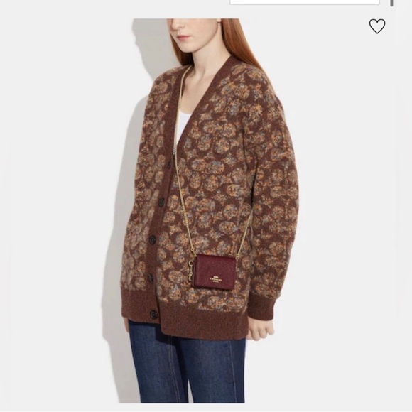 NWT NIB Coach Mini Black Cherry Color Wallet w/ Gold Chain & Attachable Charms - Picture 2 of 10